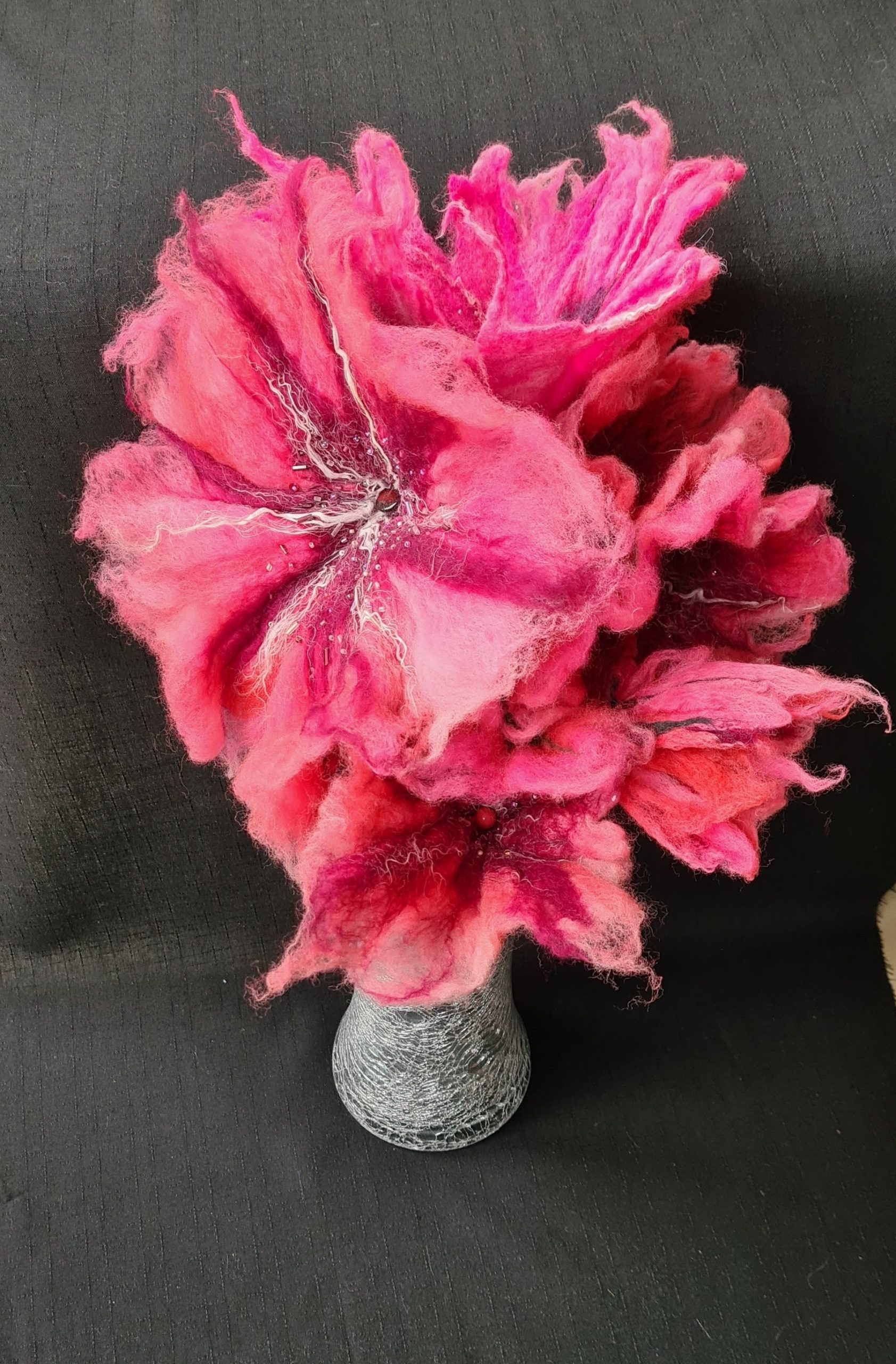 wet felting flower display